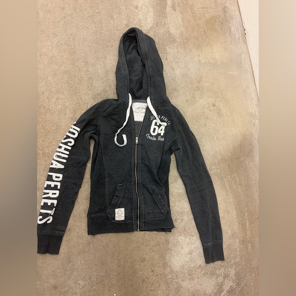 Vintage Y2K Joshua Perets Women's Gray Hoodie Jacket